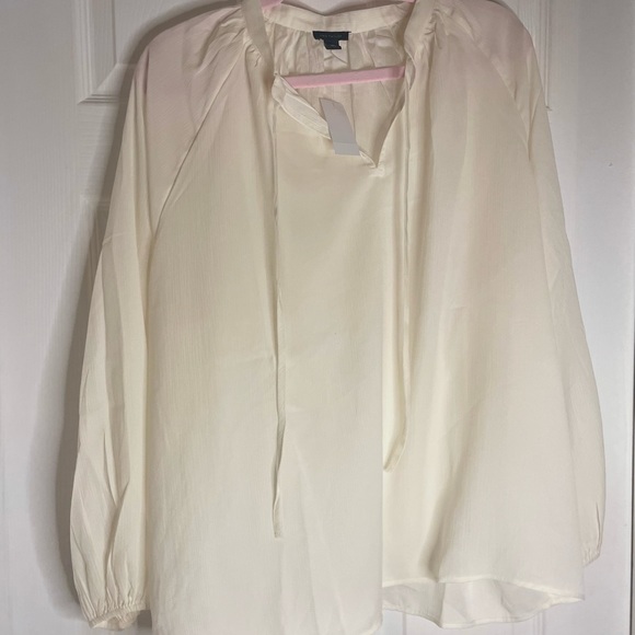 New Ann Taylor Tie Neck Tunic Blouse in Winter White Size XL - Picture 5 of 6